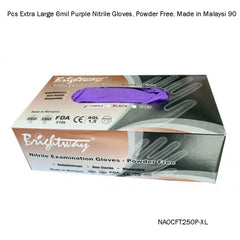 90pcs Extra Large 6 Mil Purple Nitrile Gloves - Powder-Free - Fortec