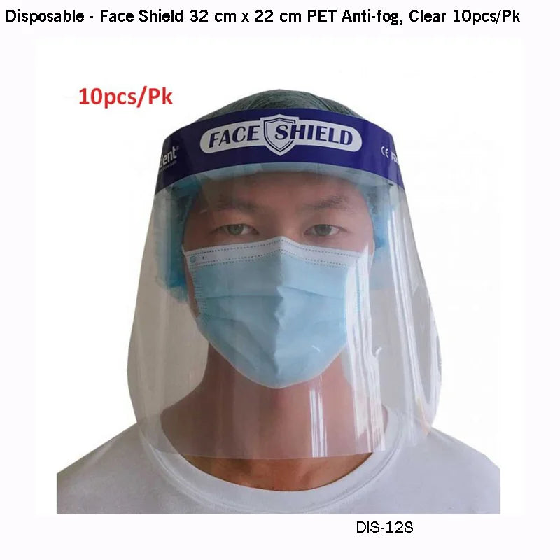 Face Shield 32 cm x 22 cm PET Anti-fog, Clear 10pcs/Pk - Fortec