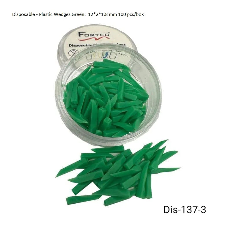 Plastic Wedges Green: 12*2*1.8 mm 100 pcs/box - Fortec