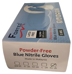 90pcs Extra Large Blue Nitrile Gloves - Powder-Free - Fortec