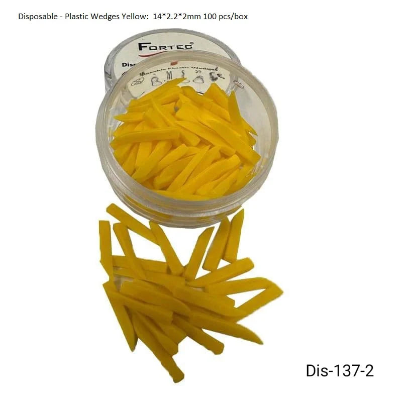 Plastic Wedges Yellow: 14*2.2*2mm 100 pcs/box - Fortec 