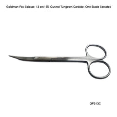 Goldman-Fox Scissor, 13 cm/ 5″, Curved Tungsten Carbide, One Blade Serrated