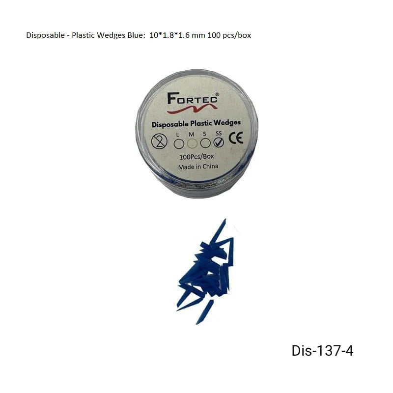 Plastic Wedges Blue: 10*1.8*1.6 mm 100 pcs/box - Fortec 