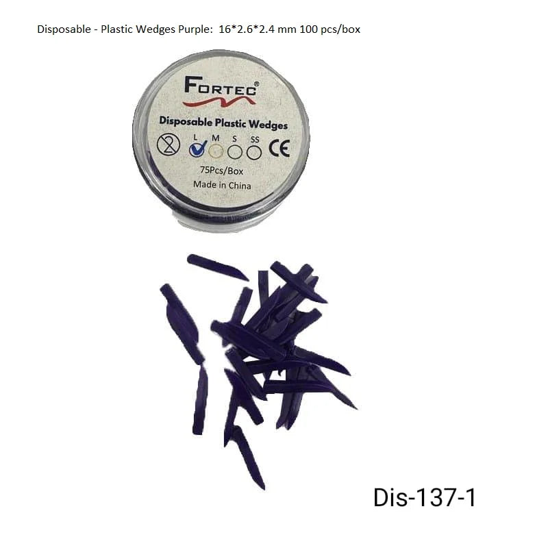 Plastic Wedges Purple: 16*2.6*2.4 mm 75 pcs/box - Fortec 