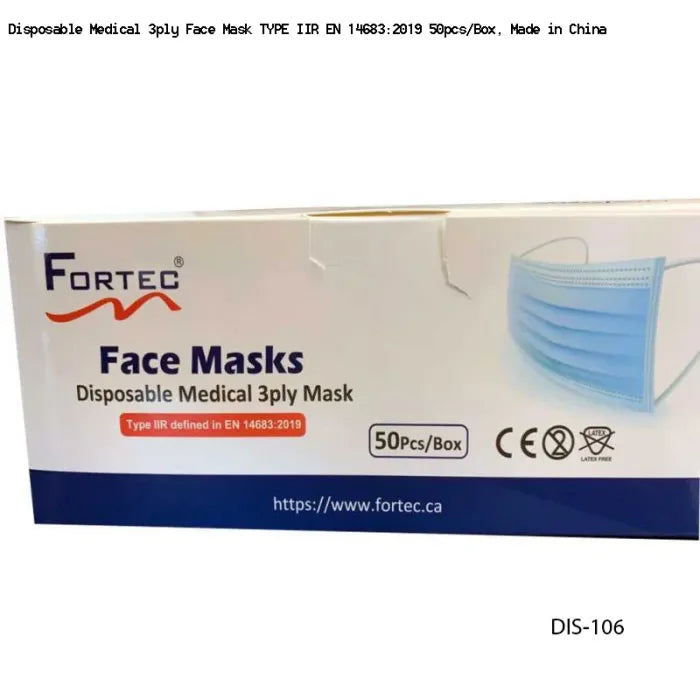 Medical 3ply Face Mask- Made in China 50pcs/Box - Fortec 