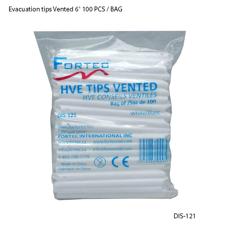 Evacuation tips Vented 6″ 100 PCS / BAG9 - Fortec 