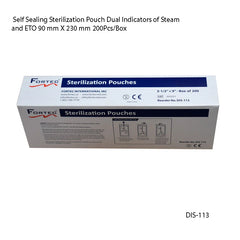 Self Sealing Sterilization Pouch Dual Indicators of Steam and ETO 90 mm X 230 mm 200 - Fortec 