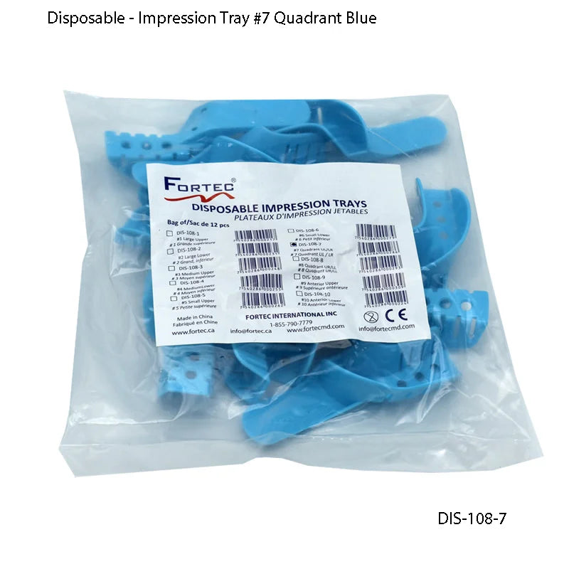 Impression Tray #7 Quadrant Blue Sac of 12 pcs - Fortec 