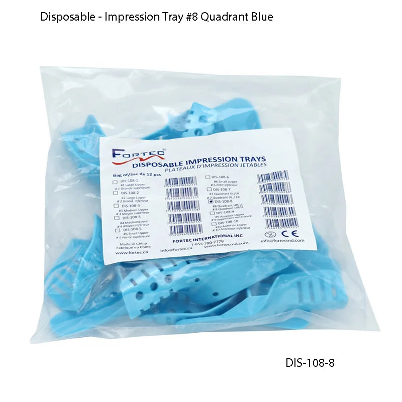 Impression Tray #8 Quadrant Blue Sac of 12 pcs - Fortec 