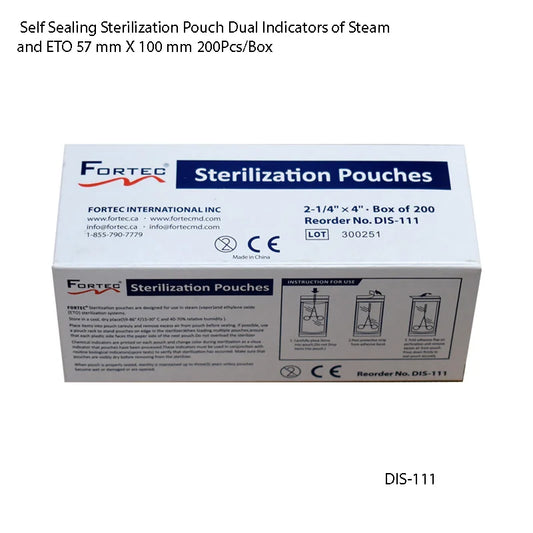Self Sealing Sterilization Pouch Dual Indicators of Steam and ETO 57 mm X 100 mm 200 - Fortec 