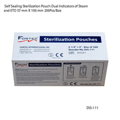 Self Sealing Sterilization Pouch Dual Indicators of Steam and ETO 57 mm X 100 mm 200 - Fortec 