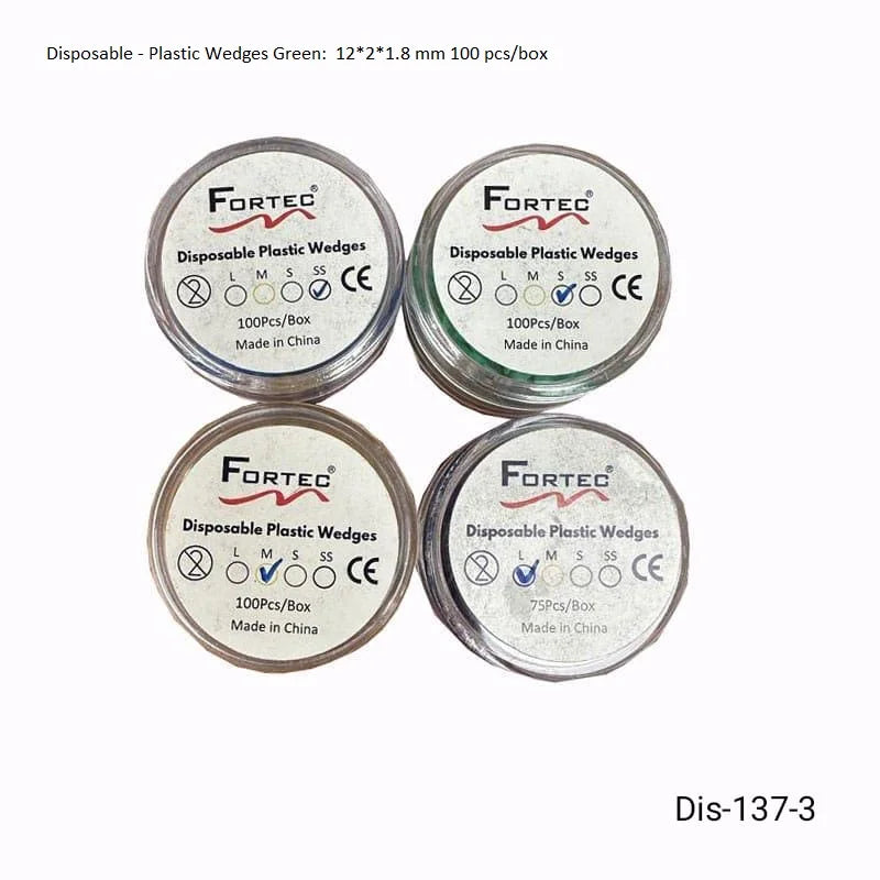 Plastic Wedges Green: 12*2*1.8 mm 100 pcs/box - Fortec 