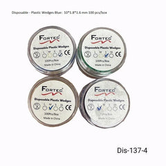 Plastic Wedges Blue: 10*1.8*1.6 mm 100 pcs/box - Fortec 