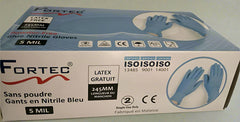 100pcs Medium Blue 5 Mil Nitrile Gloves - Powder-Free - Fortec 