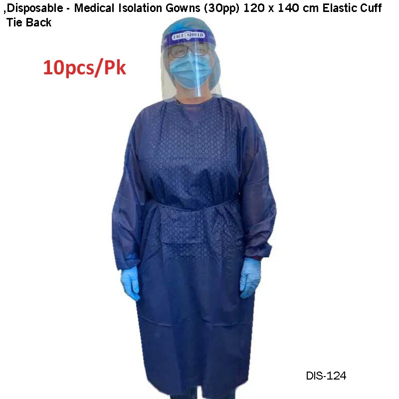 Medical Isolation Gowns (30pp) 120 x 140 cm Elastic Cuff, Tie Back - Fortec 