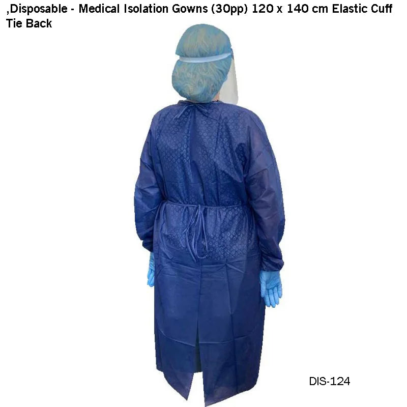 Medical Isolation Gowns (30pp) 120 x 140 cm Elastic Cuff, Tie Back - Fortec 